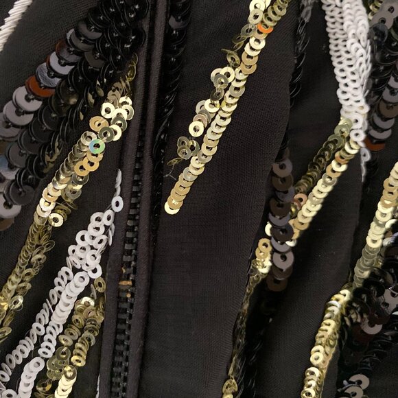 Halpern Sequin Striped Minidress 34 (0) in Dark - Picture 5 of 8